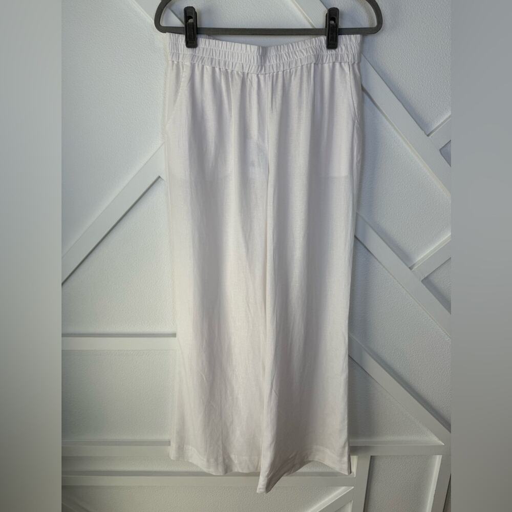 NWT Andie Swim Wide Leg Linen Blend Madeira Pants Coconut White Size Medium - Picture 2 of 11